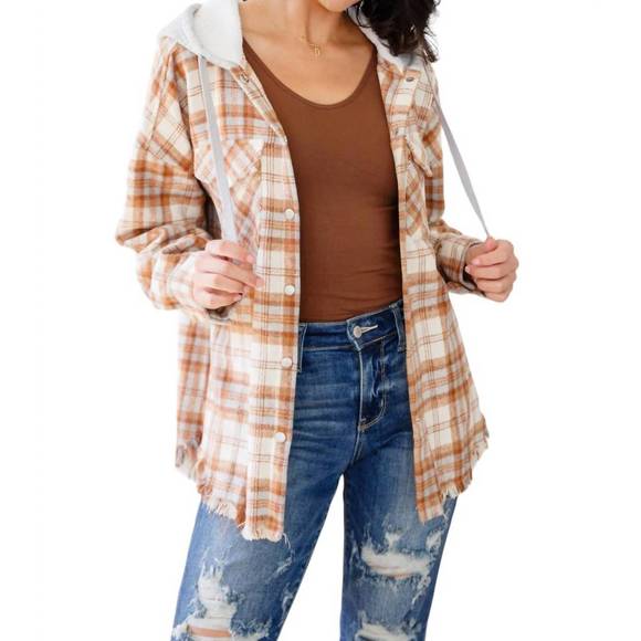 NEW VERY J best of the best hooded shacket in brown - Picture 1 of 8